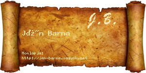 Ján Barna névjegykártya